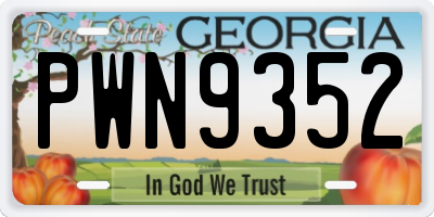 GA license plate PWN9352
