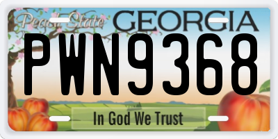 GA license plate PWN9368