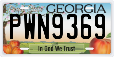 GA license plate PWN9369