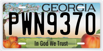GA license plate PWN9370