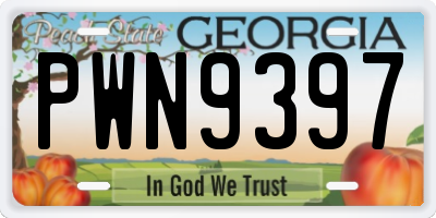 GA license plate PWN9397