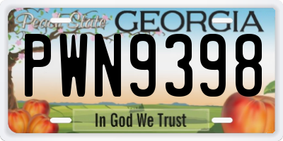 GA license plate PWN9398