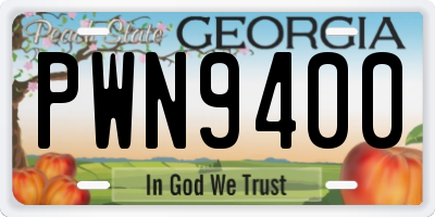GA license plate PWN9400