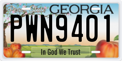 GA license plate PWN9401