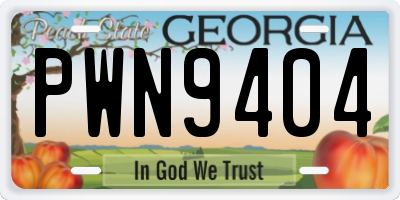 GA license plate PWN9404