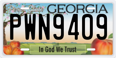 GA license plate PWN9409