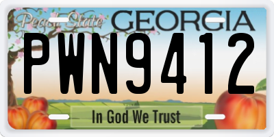 GA license plate PWN9412