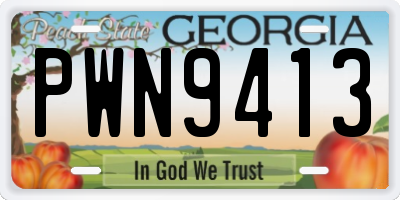 GA license plate PWN9413