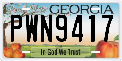 GA license plate PWN9417