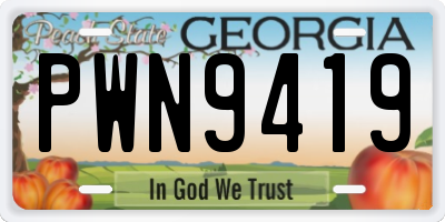 GA license plate PWN9419