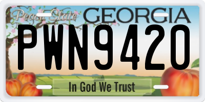GA license plate PWN9420