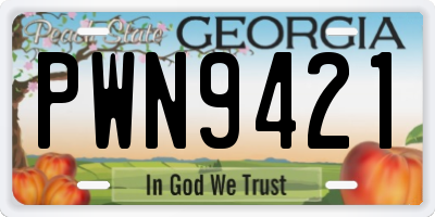 GA license plate PWN9421