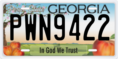 GA license plate PWN9422