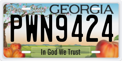 GA license plate PWN9424
