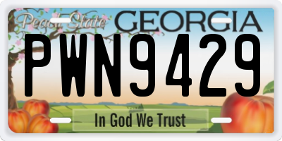 GA license plate PWN9429