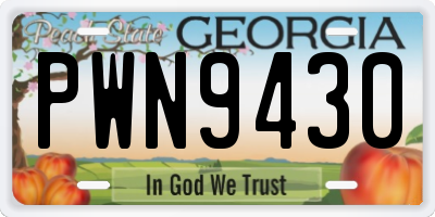GA license plate PWN9430