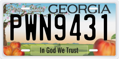 GA license plate PWN9431