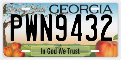 GA license plate PWN9432