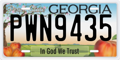 GA license plate PWN9435