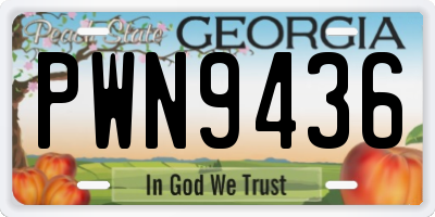GA license plate PWN9436