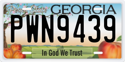 GA license plate PWN9439