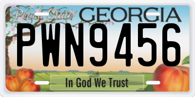 GA license plate PWN9456