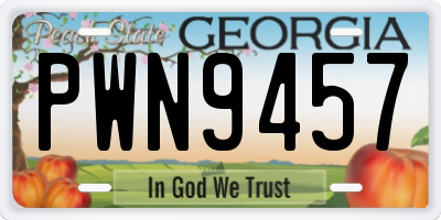 GA license plate PWN9457
