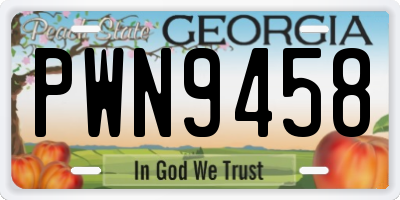 GA license plate PWN9458
