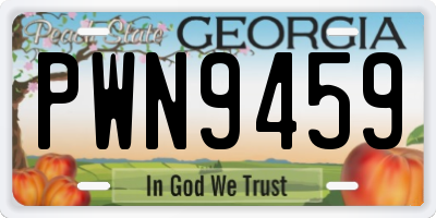 GA license plate PWN9459