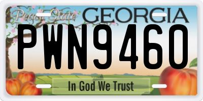 GA license plate PWN9460