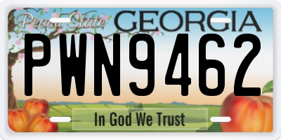 GA license plate PWN9462