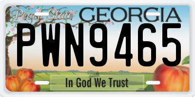 GA license plate PWN9465
