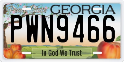 GA license plate PWN9466