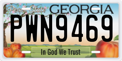 GA license plate PWN9469