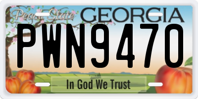 GA license plate PWN9470