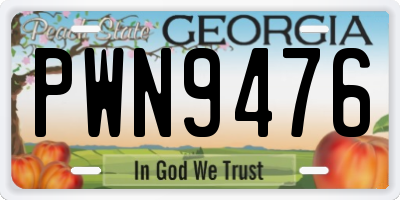 GA license plate PWN9476