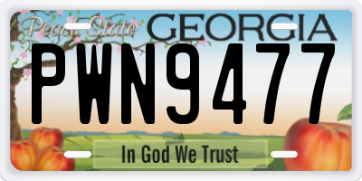 GA license plate PWN9477