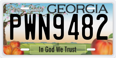 GA license plate PWN9482