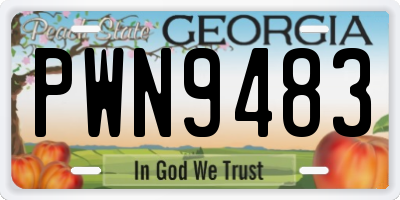 GA license plate PWN9483