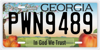 GA license plate PWN9489