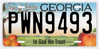 GA license plate PWN9493