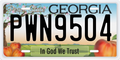 GA license plate PWN9504