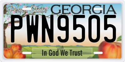 GA license plate PWN9505