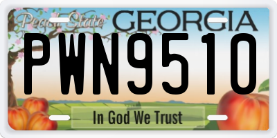 GA license plate PWN9510
