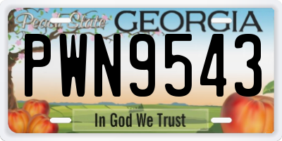 GA license plate PWN9543