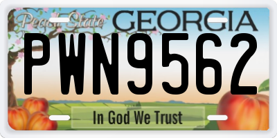 GA license plate PWN9562