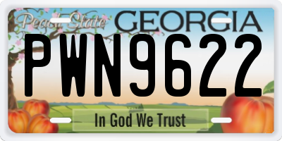 GA license plate PWN9622