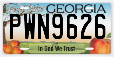GA license plate PWN9626