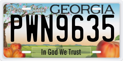 GA license plate PWN9635