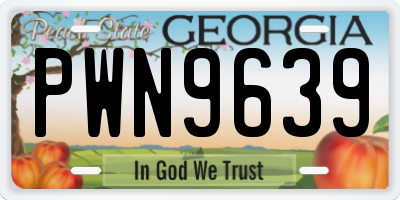 GA license plate PWN9639